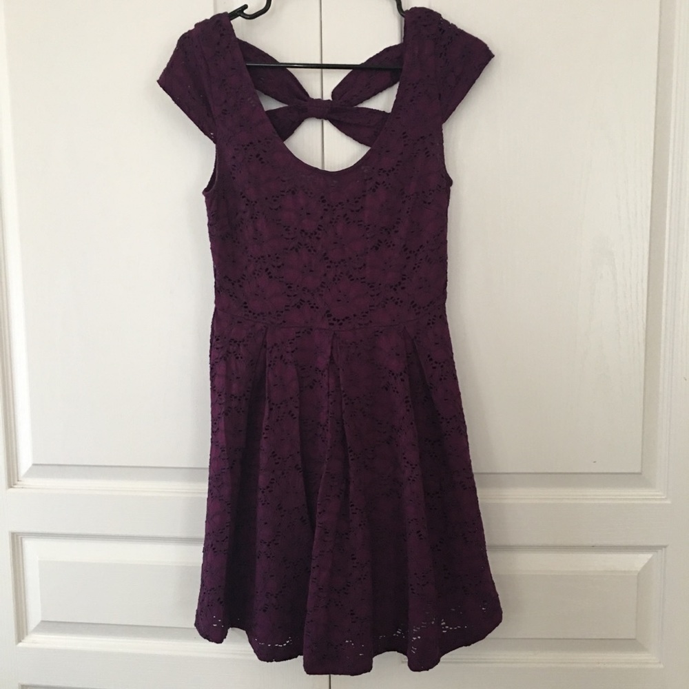Purple fit and flare dress, medium